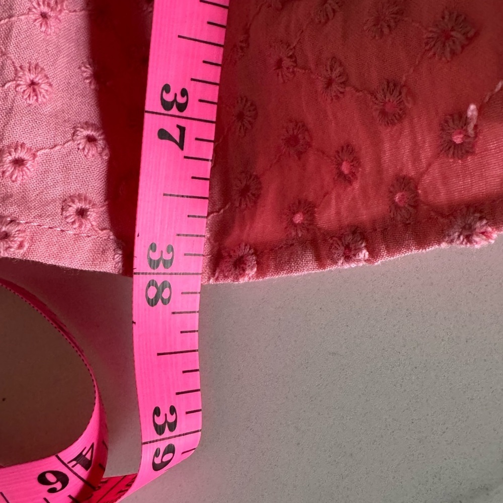 TAJ by Sabrina Crippa NWT Oversized Pink Eyelet Tiered Dress Resort Boho Size S - Picture 11 of 11